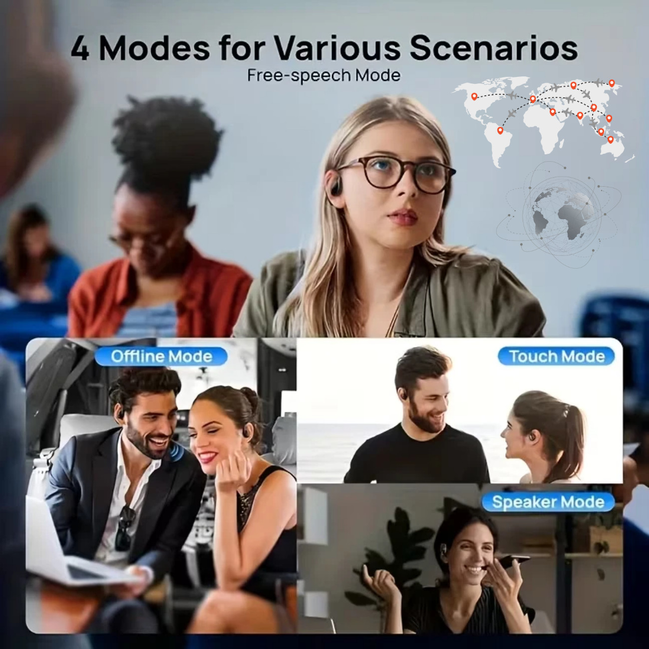 Real Time AI Language Translator Earbuds, 3 in 1 Wireless Earbuds with 150+ w