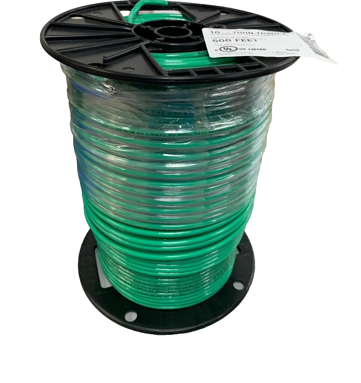 New 500’ 10 AWG THHN THWN RoHS Stranded Copper Wire in Red Black White or Green