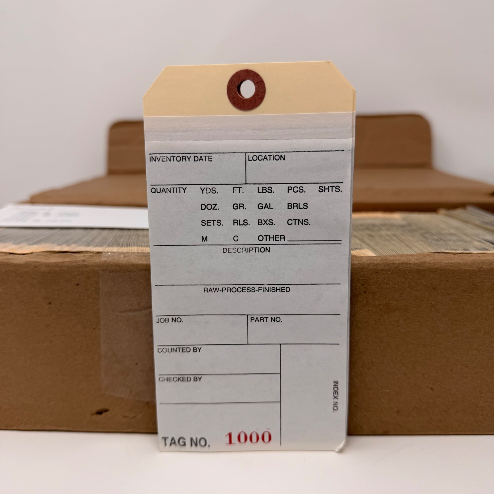 Inventory Tags – 6¼» x 3⅛» – 2‑Part, #1000–1499 (Partial Box)