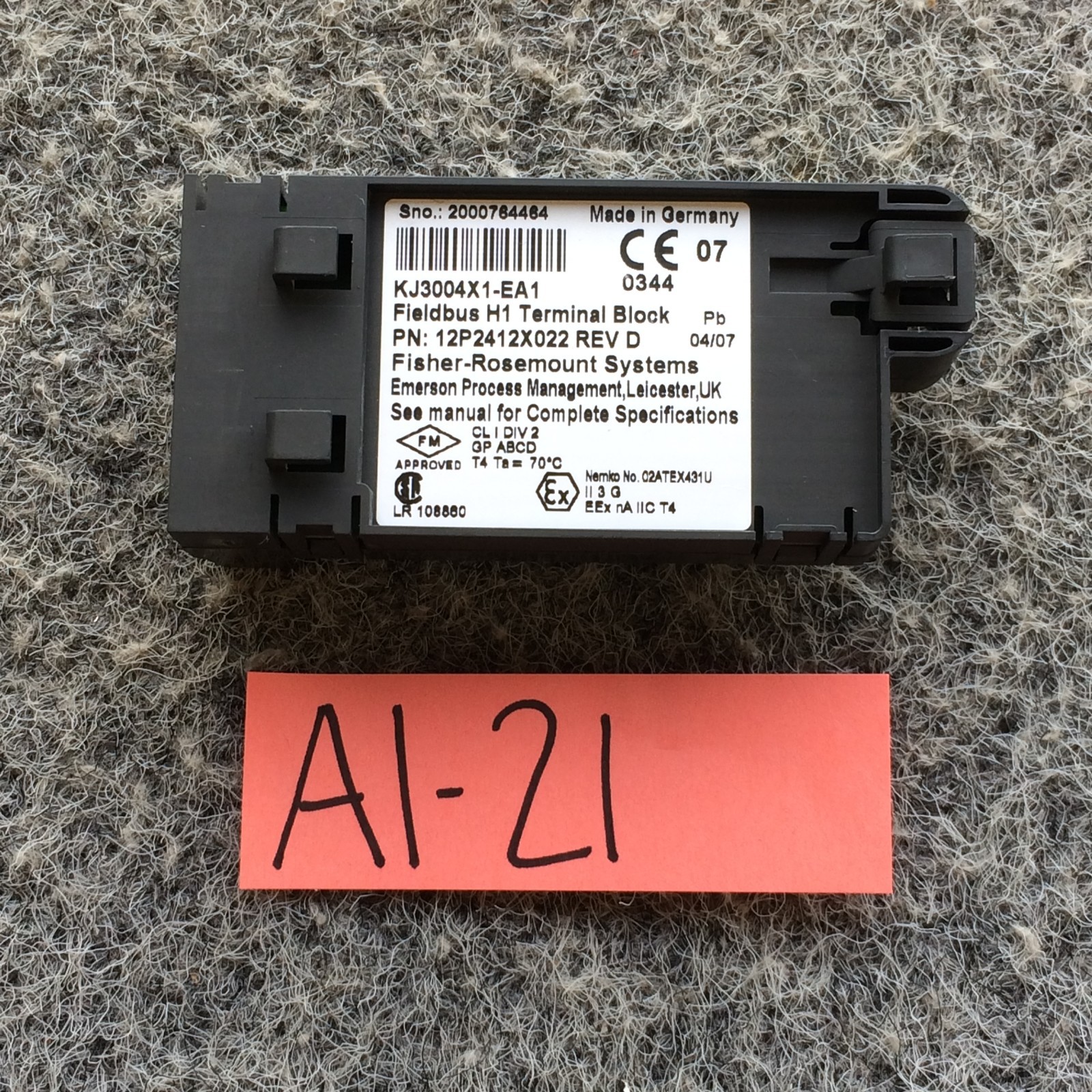 Fisher Rosemount Systems KJ3004X1-EA1 Terminal Block Used UMP