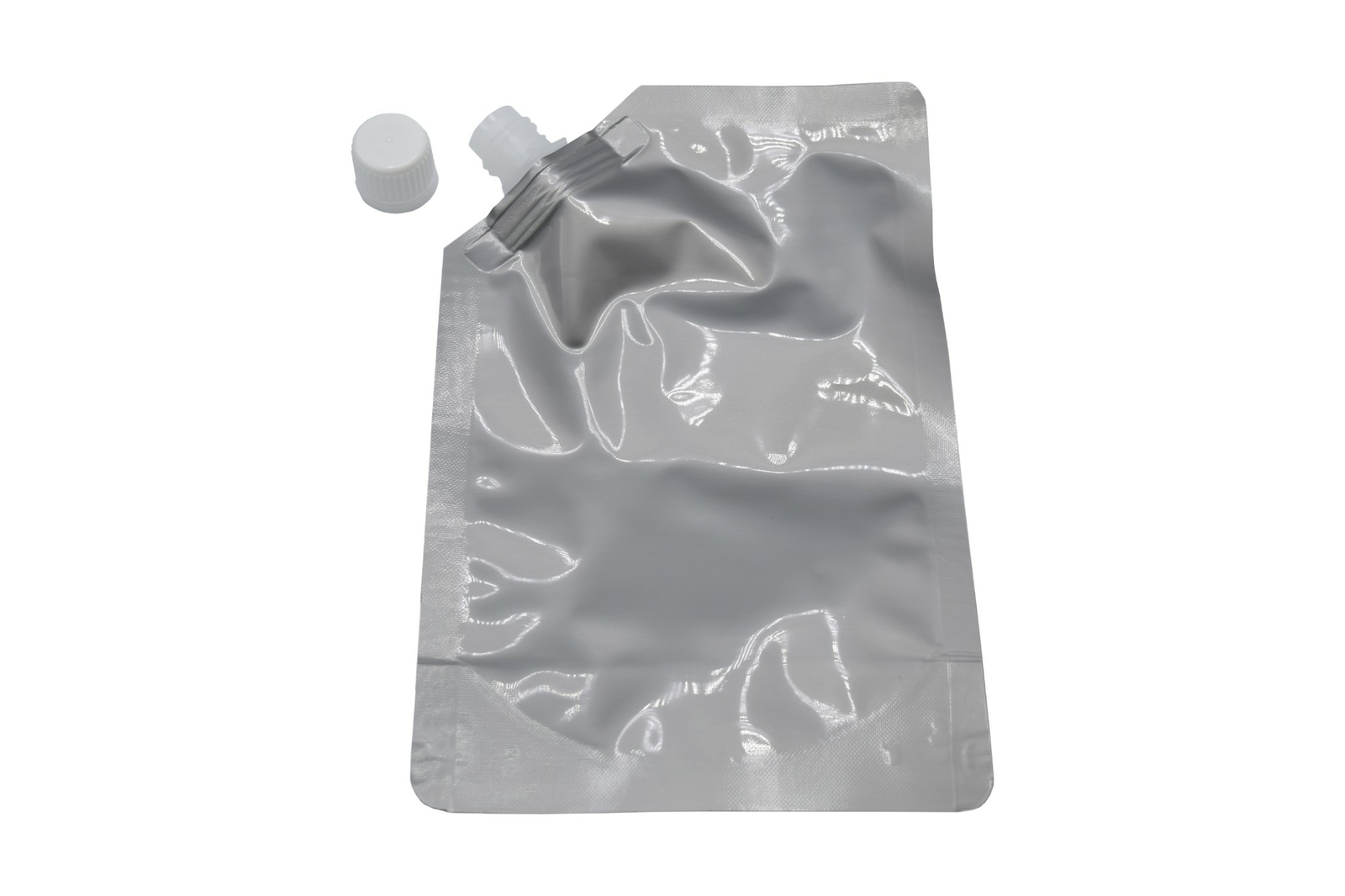 Silver Aluminum Reusable Drink Pouch Spout Design Stand Up Liquid Storage Bag