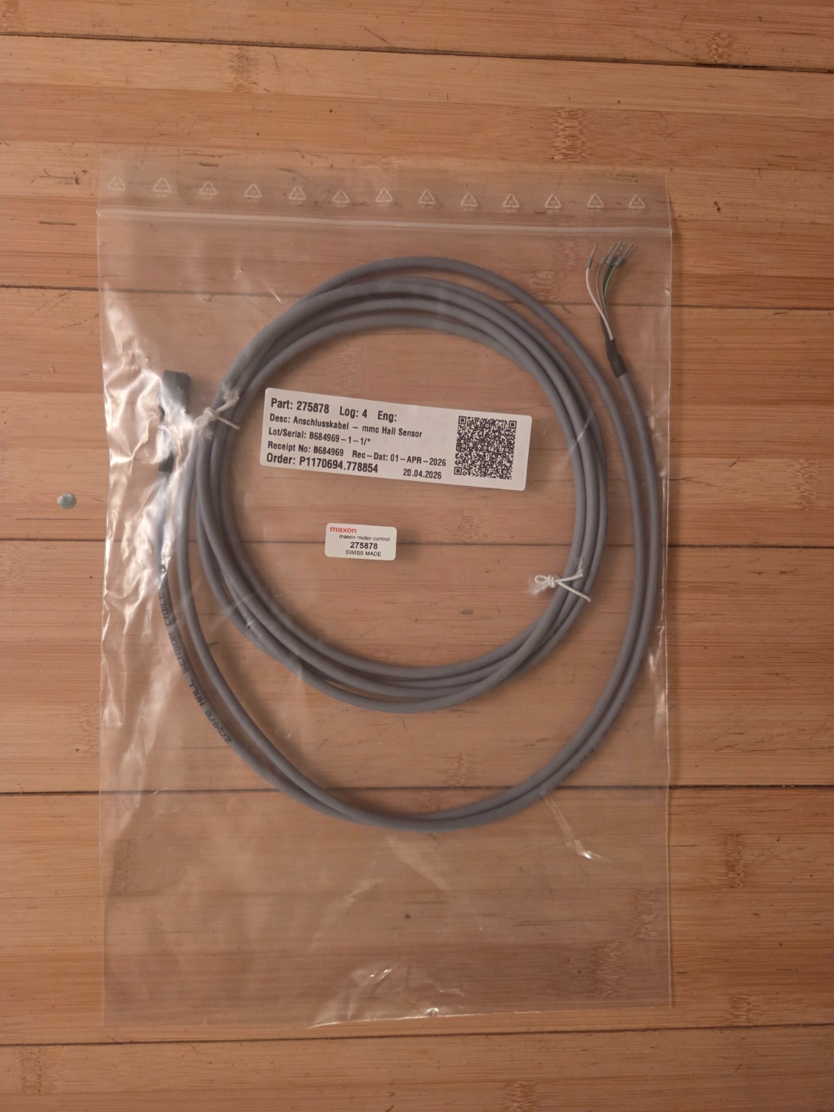 Maxon 275878 Hall Sensor Cable 3m NEW – EPOS4 / ESCON Servo Controller