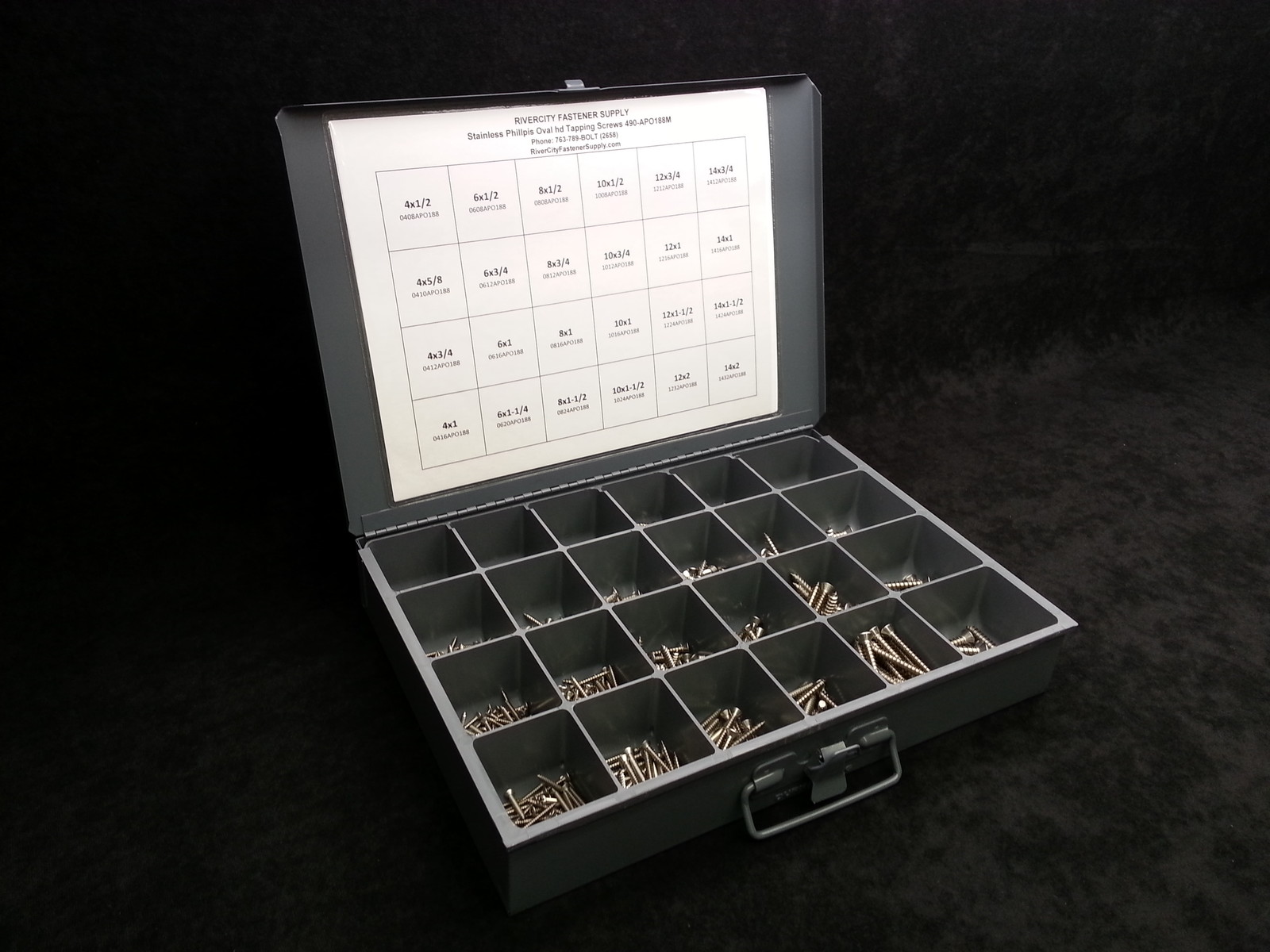 Phillips Oval head Trim Screw Assortment Stainless 960pc #4 #6 #8 #10 #12 #14