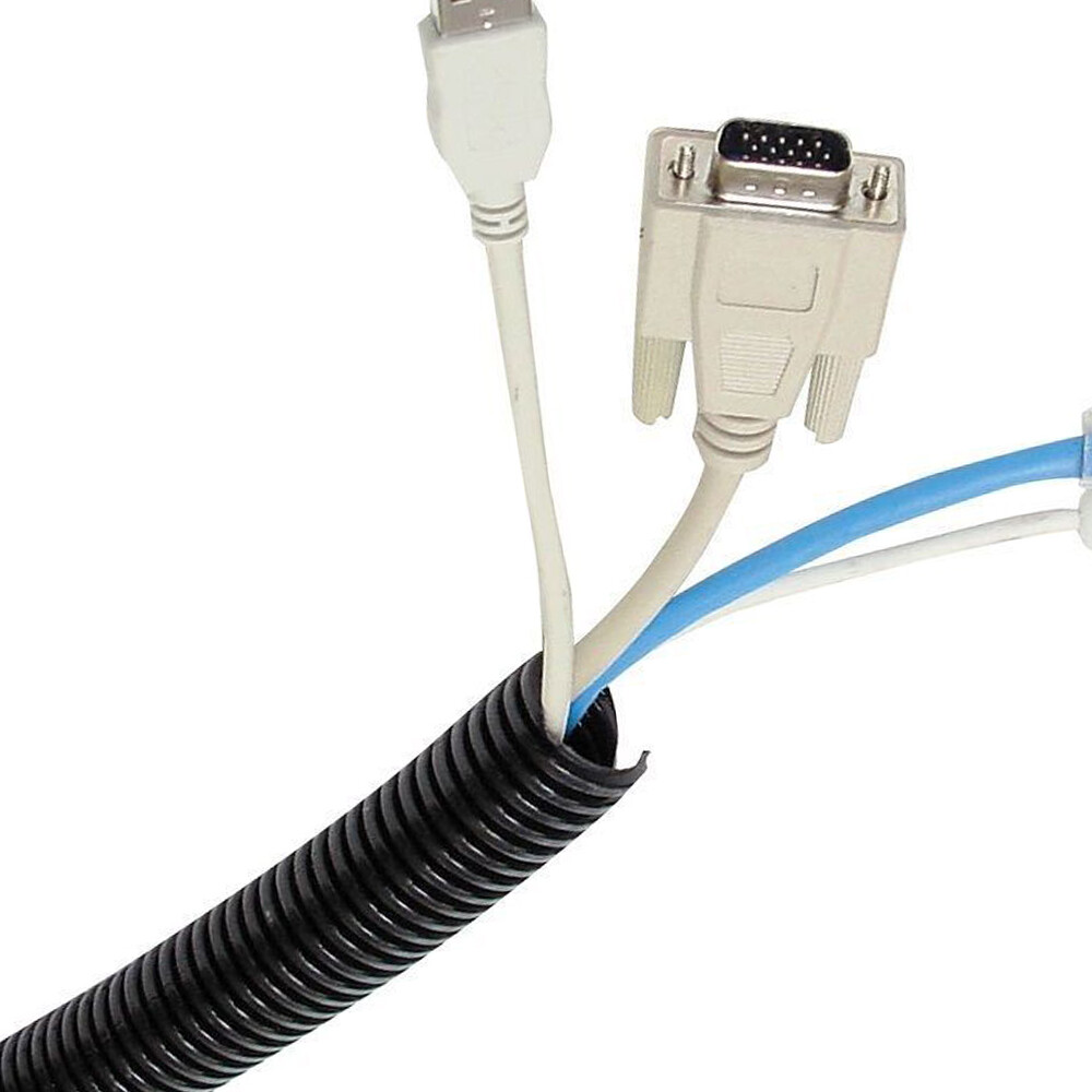Split Wire Loom A/C line Flexible Conduit Black Heat Resistant Corrugated Tubing