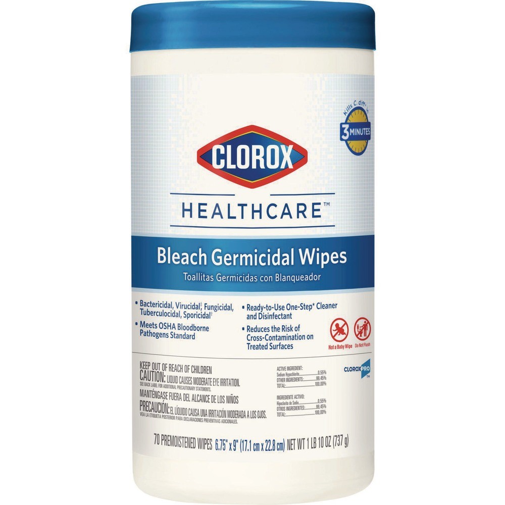 Clorox Healthcare 35309 6.75″ x 9″ Bleach Germicidal Wipes – White Unscented New