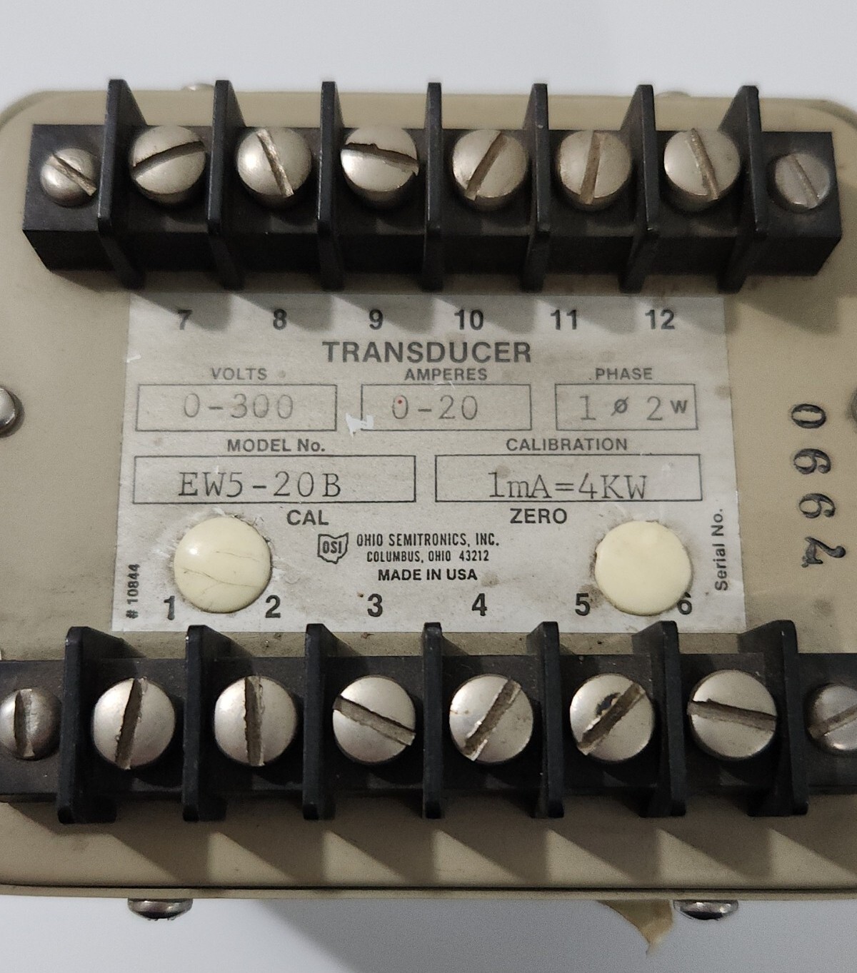 *PREOWNED* Ohio Semitronics EW5-20B Transducer 0-300V 0-20A 1mA=4KW + Warranty!