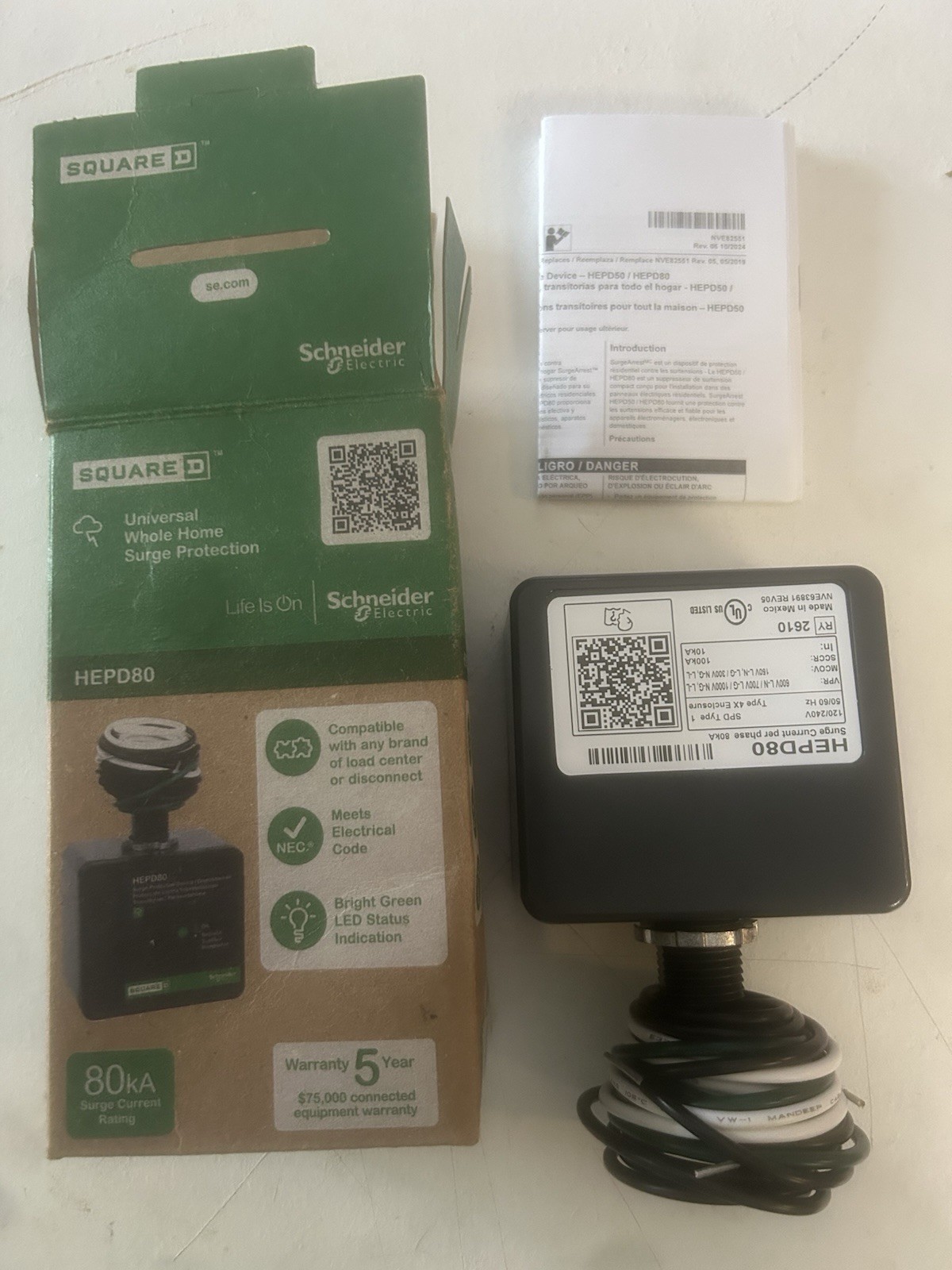 Schneider Electric Square D HEPD80 80kA Universal Whole Home Surge Protection