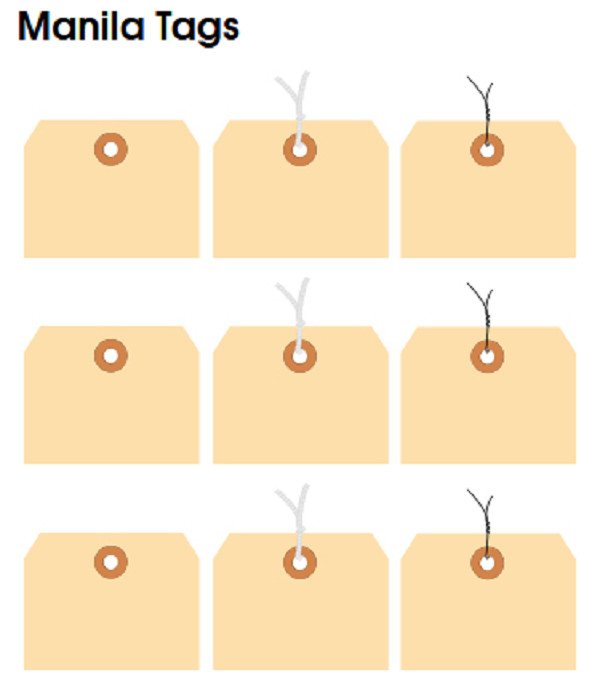 Manila Tags Size 1 2 3 4 5 6 Shipping Marking Label – Plain, Strung or Wired