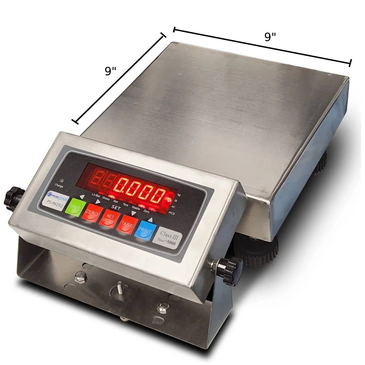 Prime Scales 9″x9″ Bench Scale 20lb x 0.005 lb Stainless Steel Washdown NEW