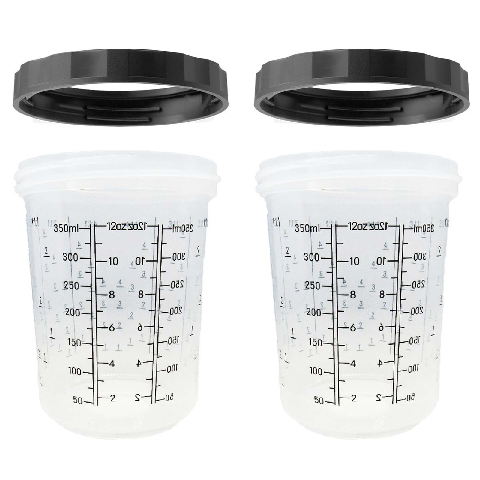 LAUCO 2 Pack Paint Spray Gun Hard Cup Set, 400ML (13.5 Oz) Reusable Mixing Cups