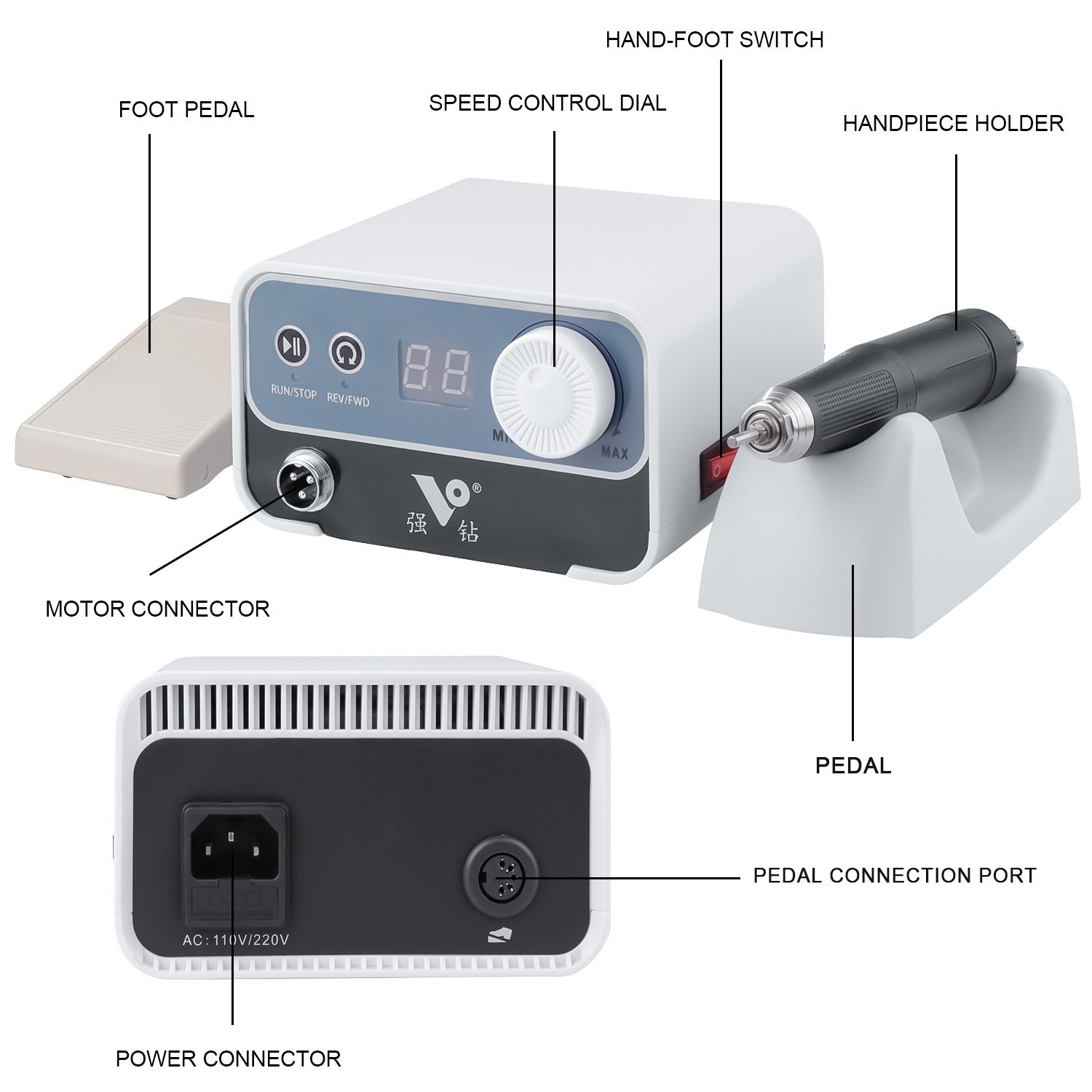 Dental Lab 50000rpm Brushless Micromotor Polisher Micro Motor with Handpiece USA
