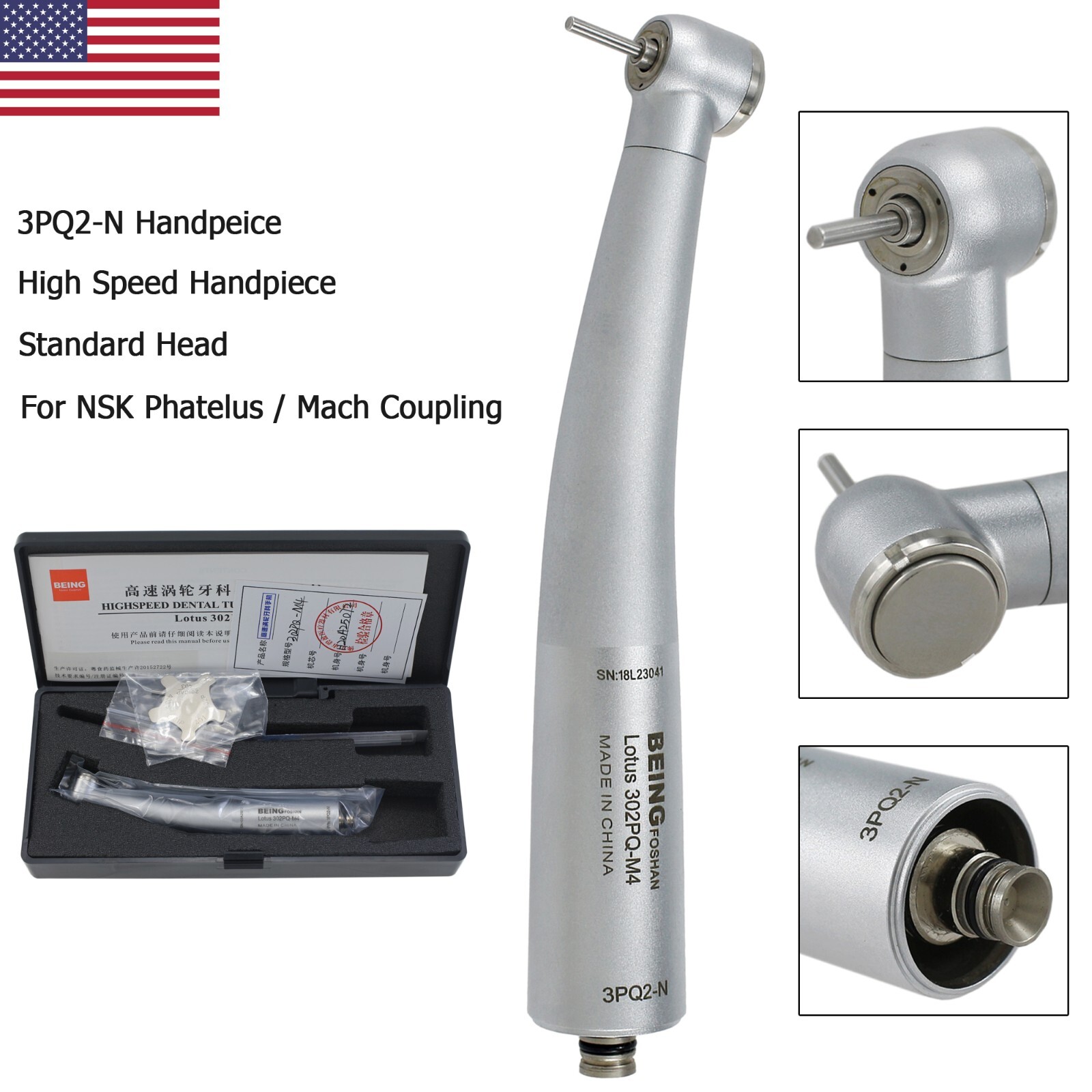 BEING Dental Turbine High Speed Handpiece 4 Holes For NSK Coupling Phatelus Mach