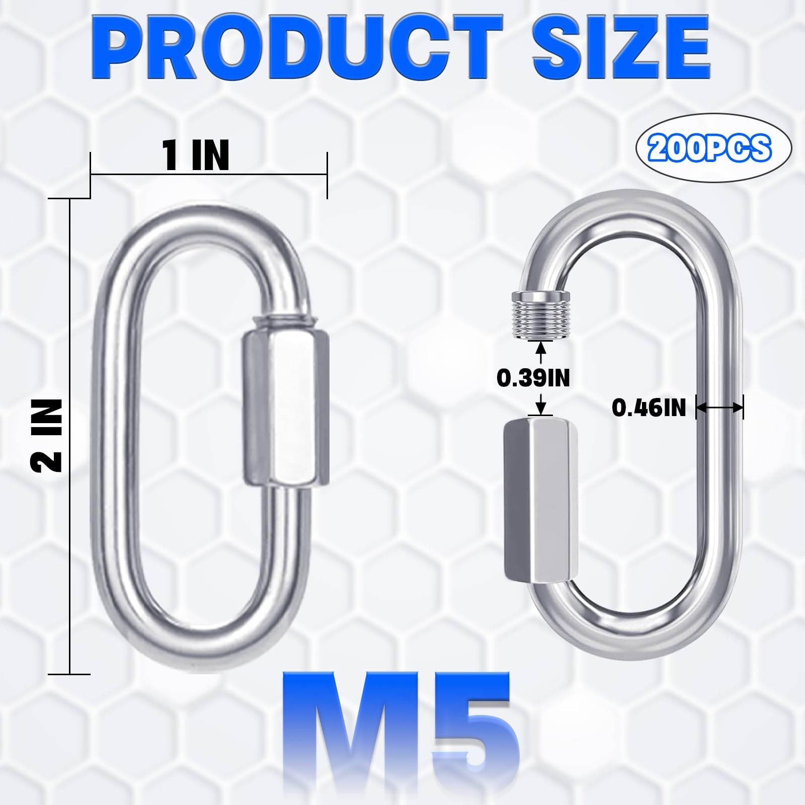 200-Pack M5 3/16 Inch Quick Link Chain Connectors, 2IN Galvanized Thread Quic…