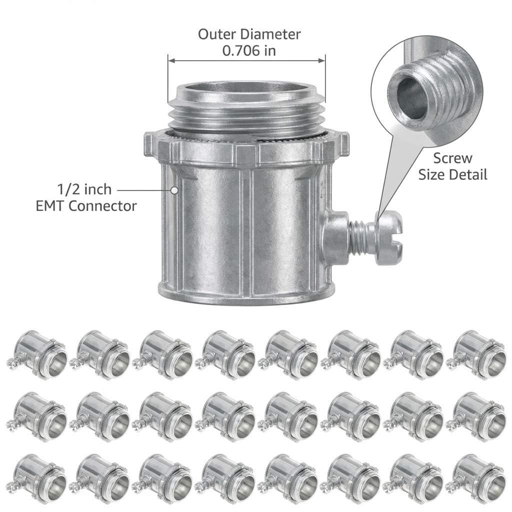 1/2″ Zinc Die Cast EMT Conduit Connectors 25 Pcs Screw Electrical Conduit