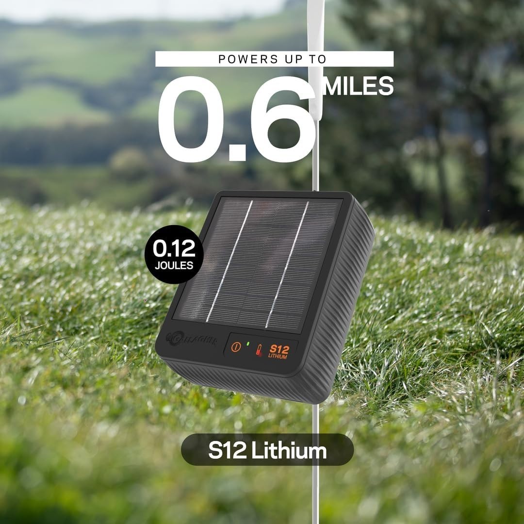 Gallagher S12 Solar Electric Fence Charger Solar Lithium Technology