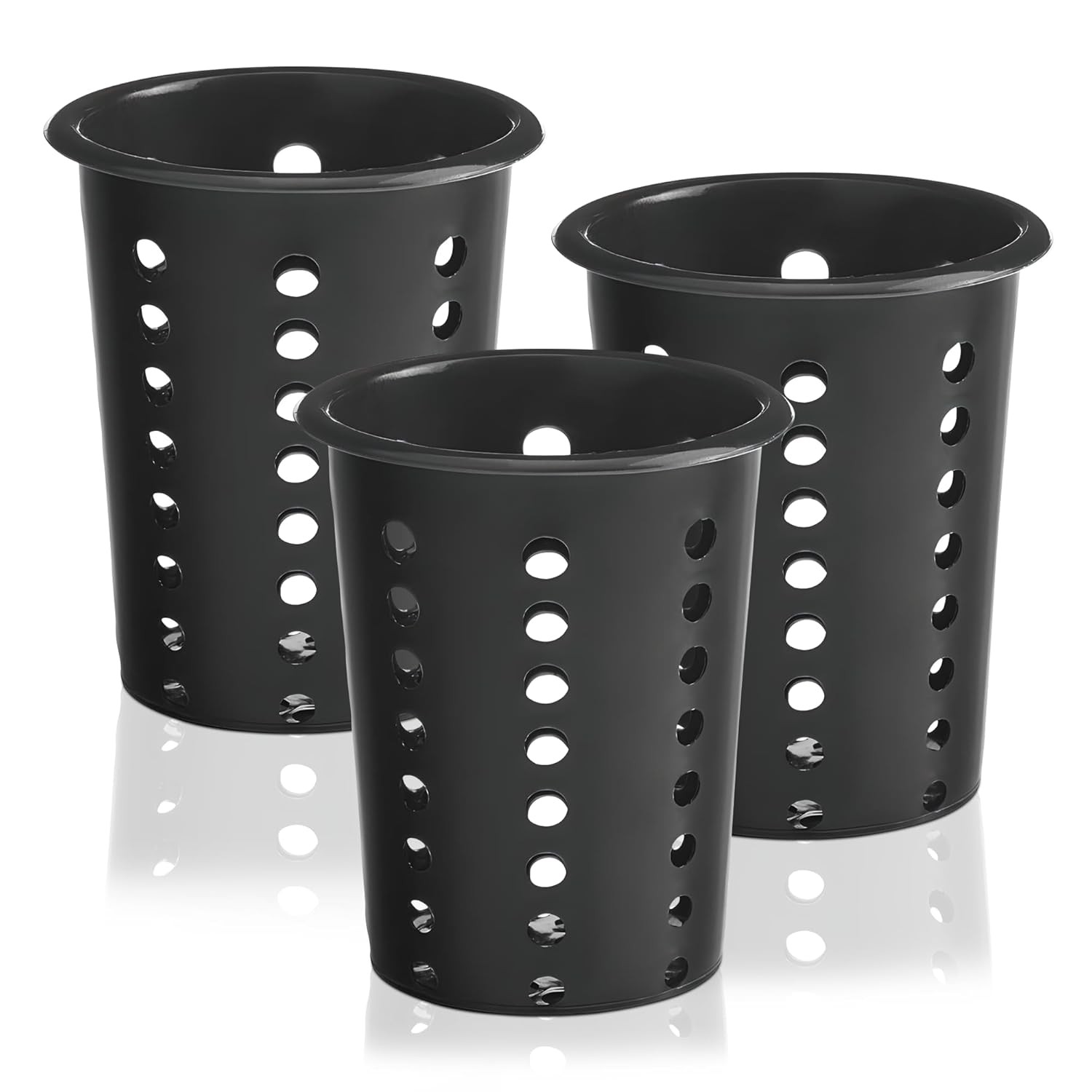 OCS Parts 3-Pack Black Plastic Perforated Silver and Utensil Drying Cups