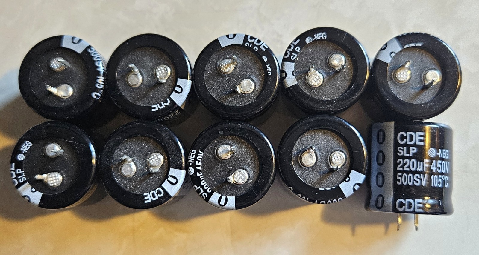 Lot of 23 Snap-In Capacitors 450V – Nippon Chemi-Con KMH & CDE SLP (330uF/220uF