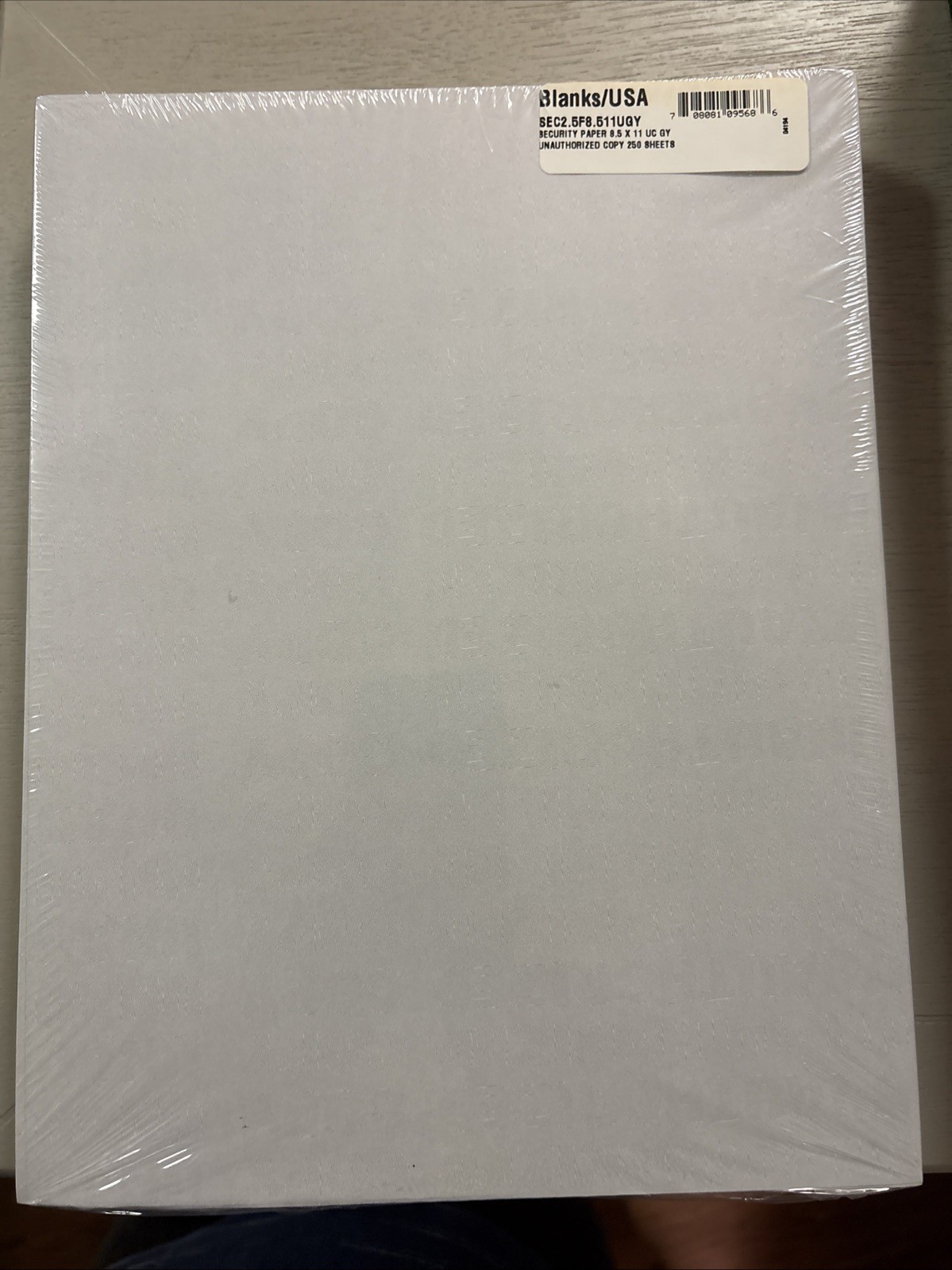 Blanks/USA 8 1/2″ x 11″ Security Paper, 250 Unauthorized Copy