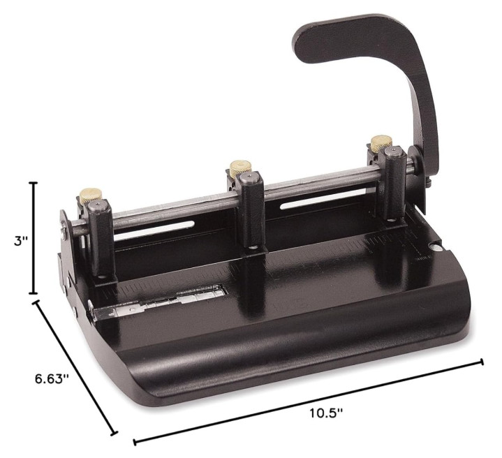 Perforadora ajustable 2-3 agujeros alta resistencia, palanca, 32 hojas negra