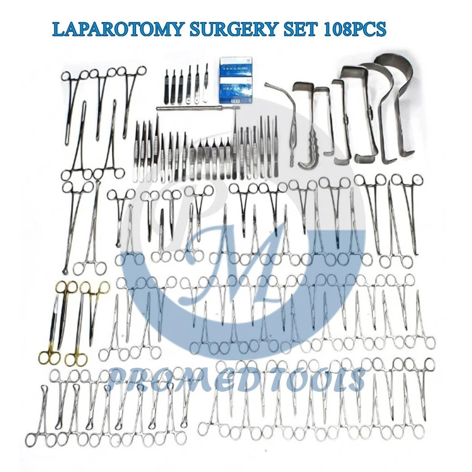 New 108-Pcs Set Laparotomy Instruments MedicalSurgical Abdominal Surgery Kit