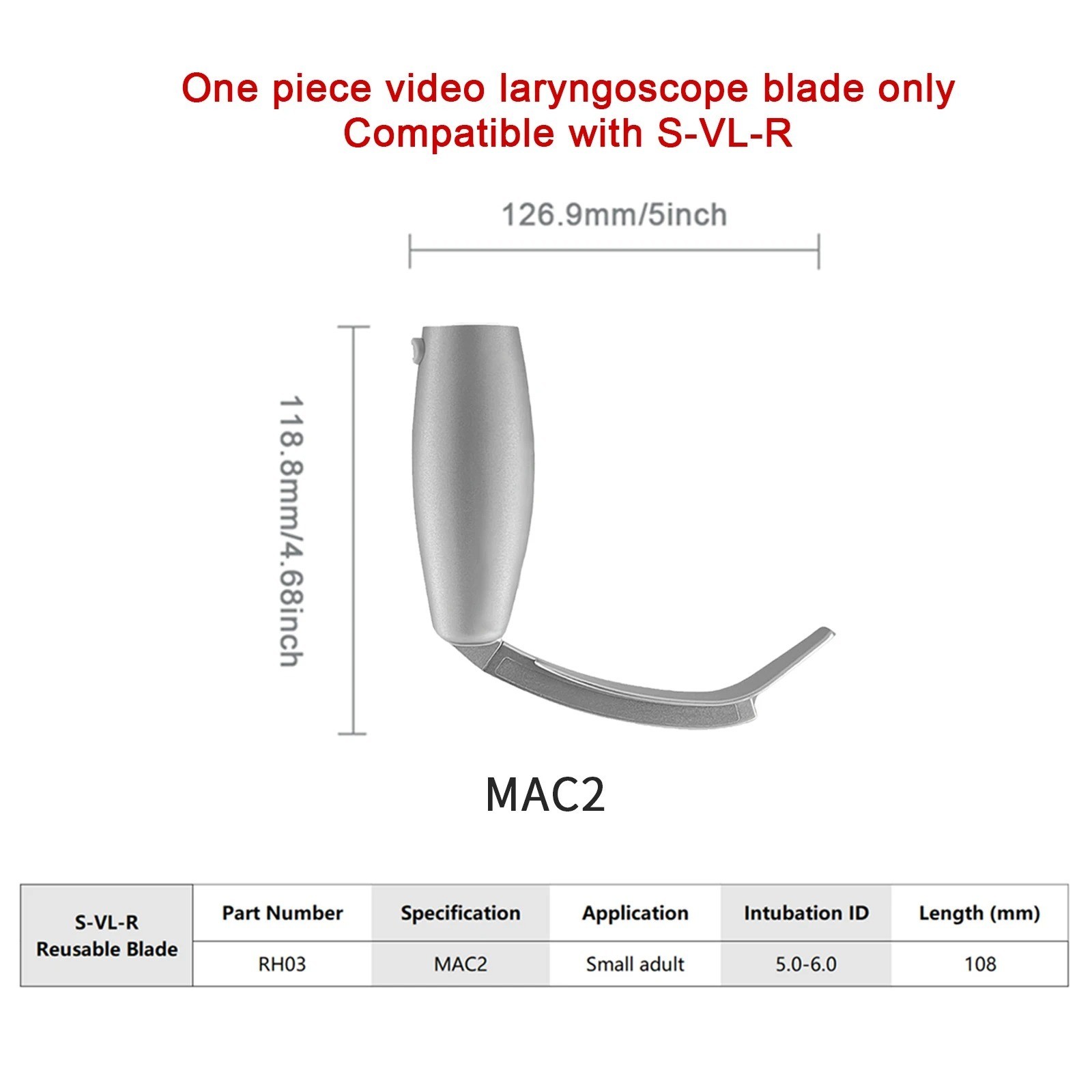 Video Laryngoscope Kit w/ Stainless Steel Blades, LMA, Guide Wire & Screen