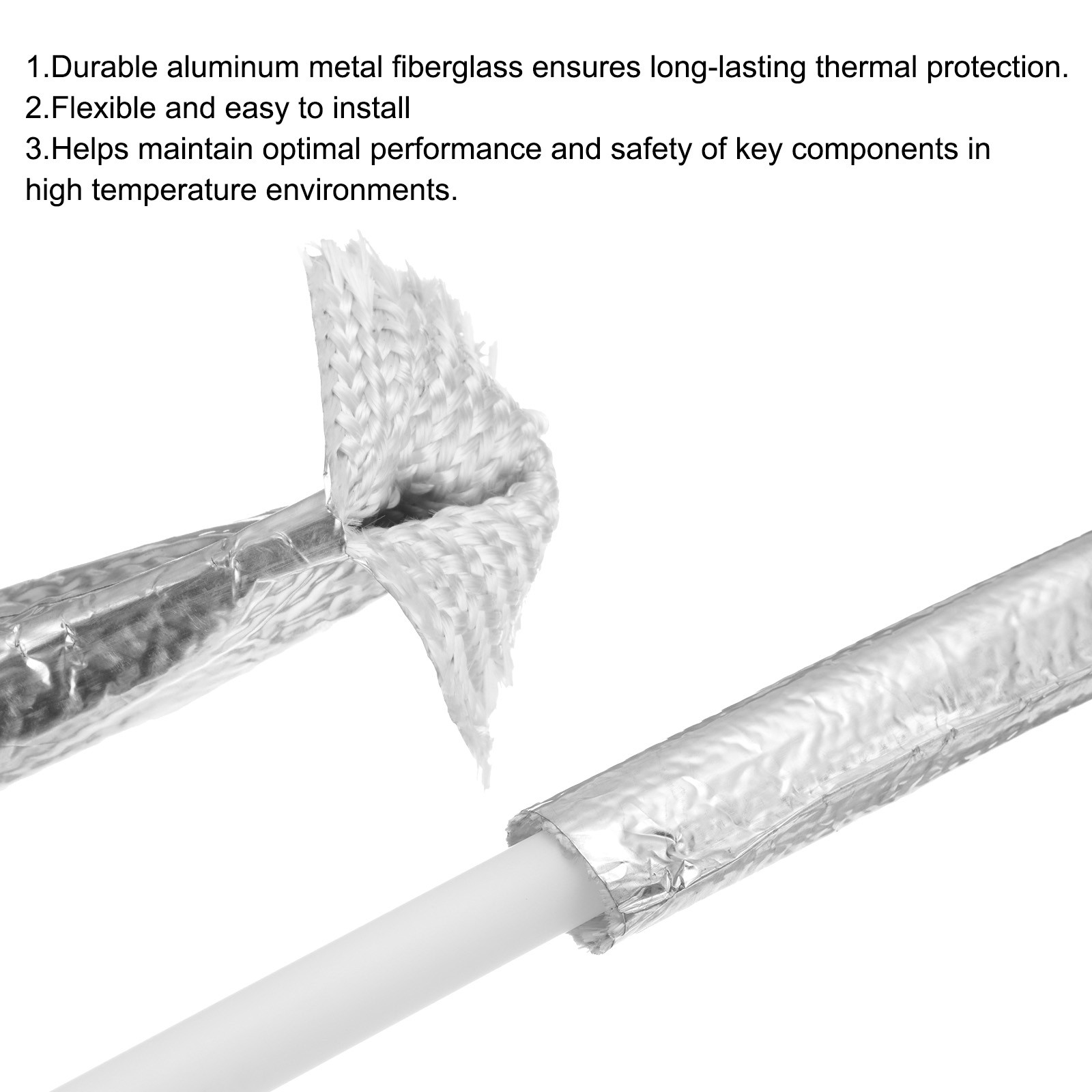 5/8″ ID x 10.5FT Heat Shroud 3mm Aluminized Sleeving for Fuel Lines, Cables