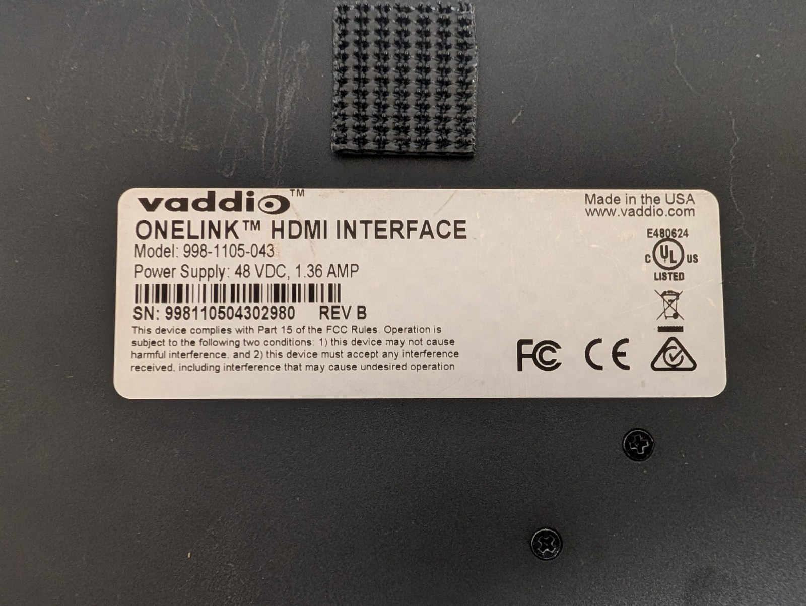 Vaddio OneLINK 1 Set HDMI Interface 998-1105-043