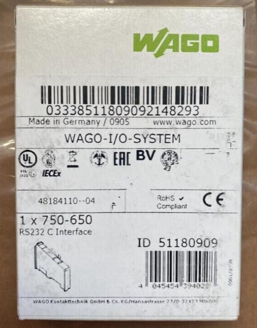 750-650 New In Box WAGO Free Shipping 750-650 RS232 C Interface Module #G