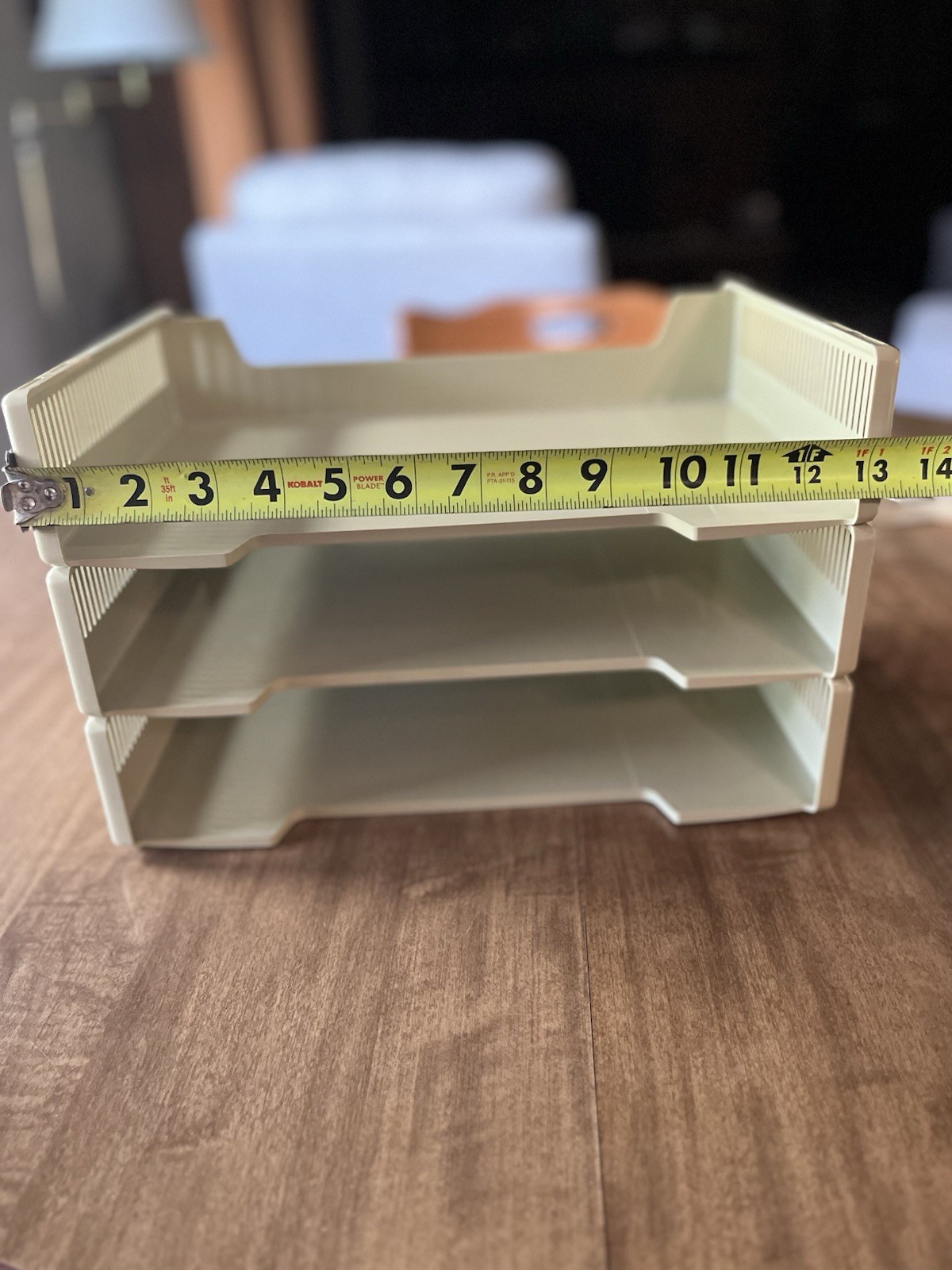 VTG 80s Tenex Stack On Desk Letter Paper Trays Tan MCM Organizer USA 3 Pieces