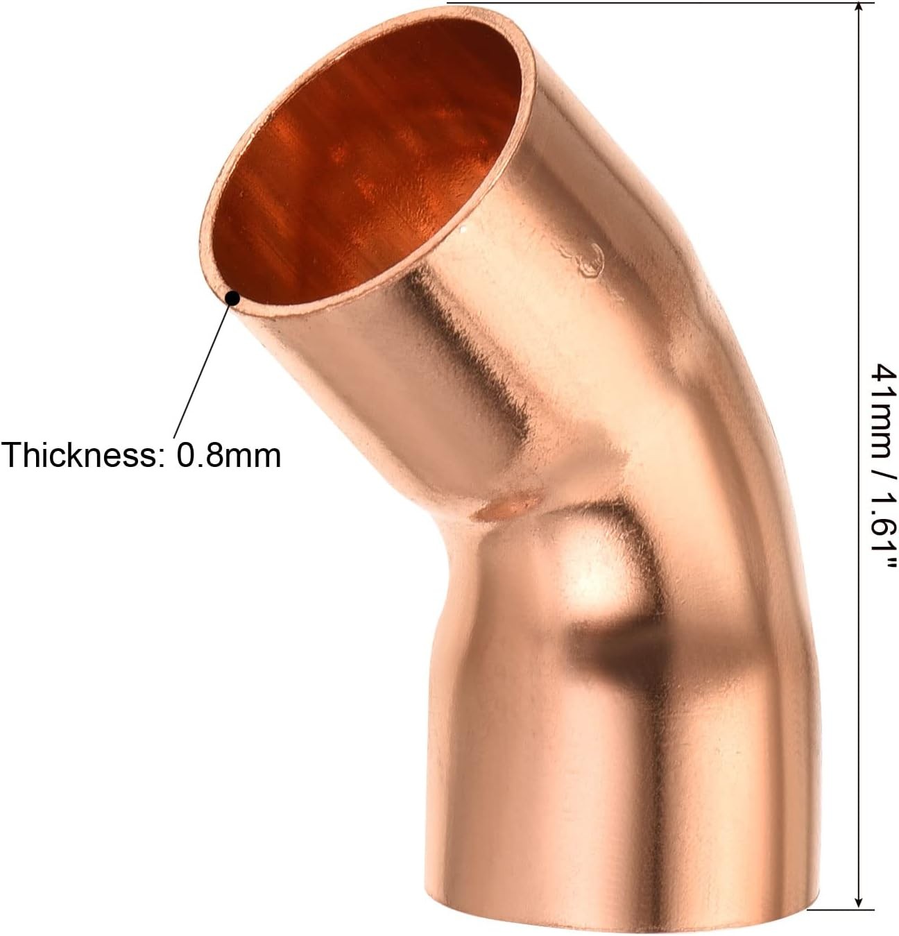 5/8 Inch 45 Degree Elbow Copper Fittings for HVAC, Pack of 2