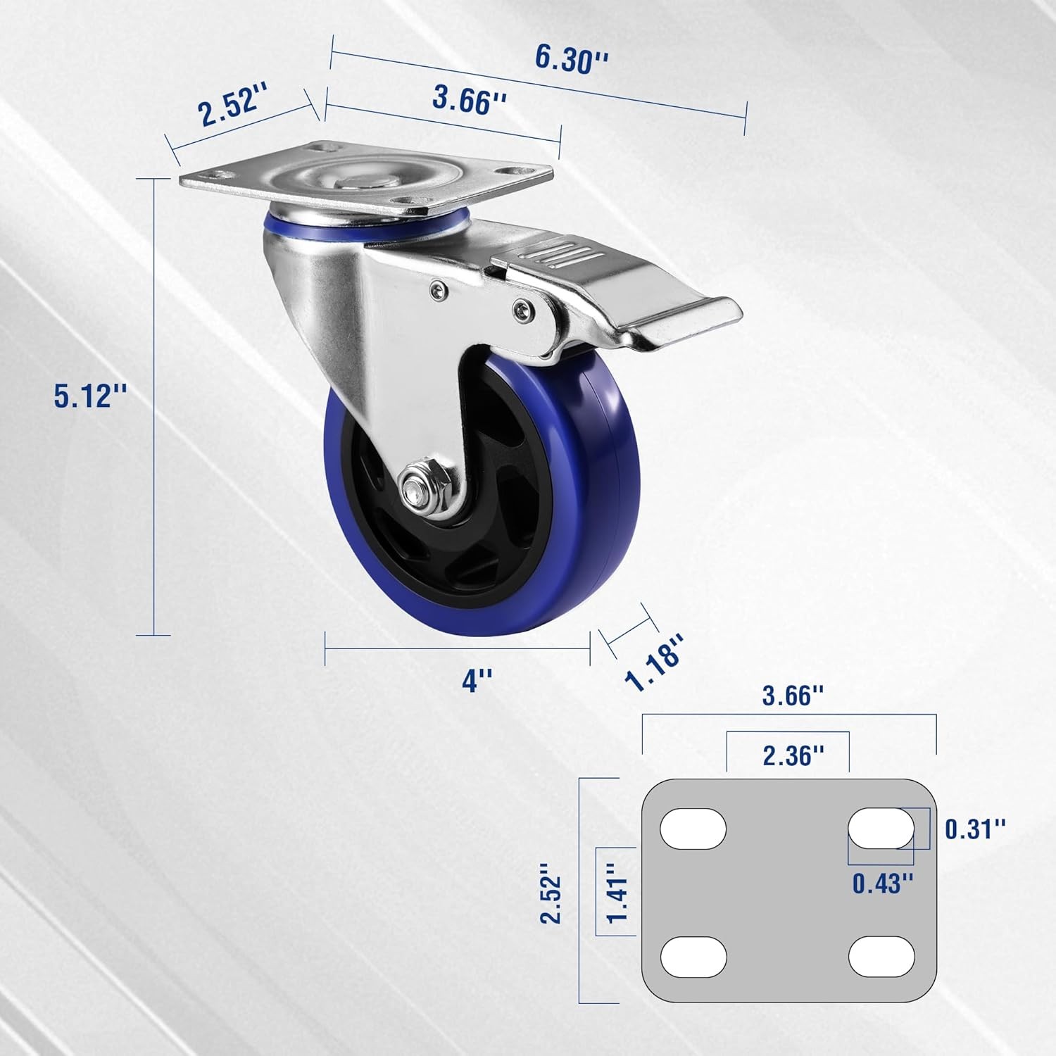 WORKPRO 4x 4″ Heavy Duty Caster Wheel 2200LBS Swivel Locking Industrial w/ Brake
