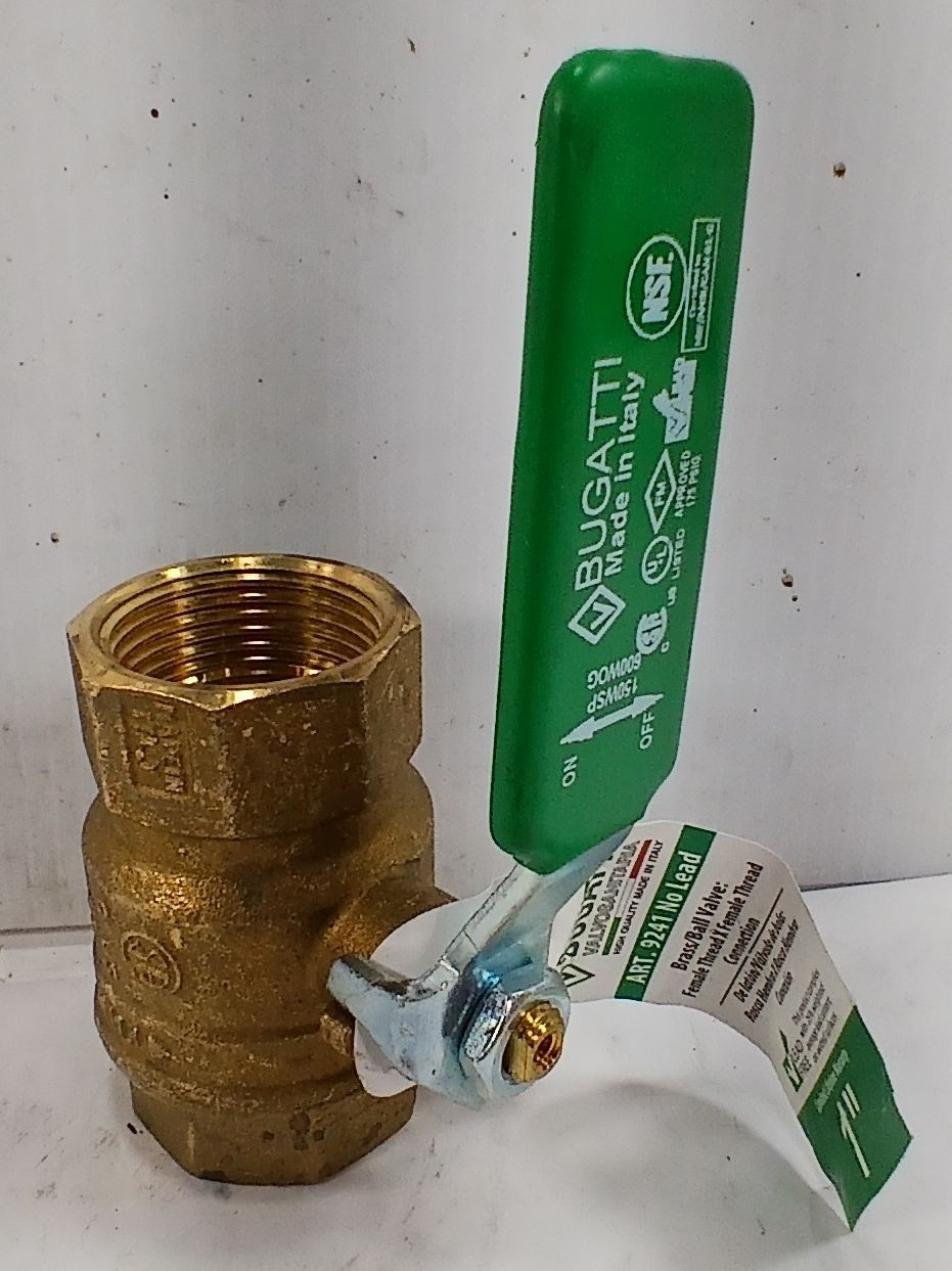 1 NEW BUGATTI 609-9241NL-010 1” LEAD-FREE BRASS BALL VALVE NNB ***MAKE OFFER***