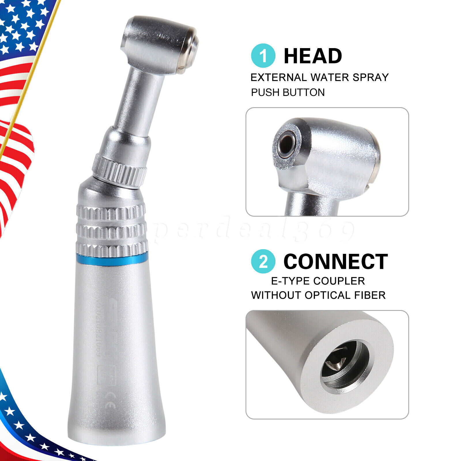 NSK Style Dental Slow Low Speed Contra Angle Handpiece Push Button E-type SEASKY