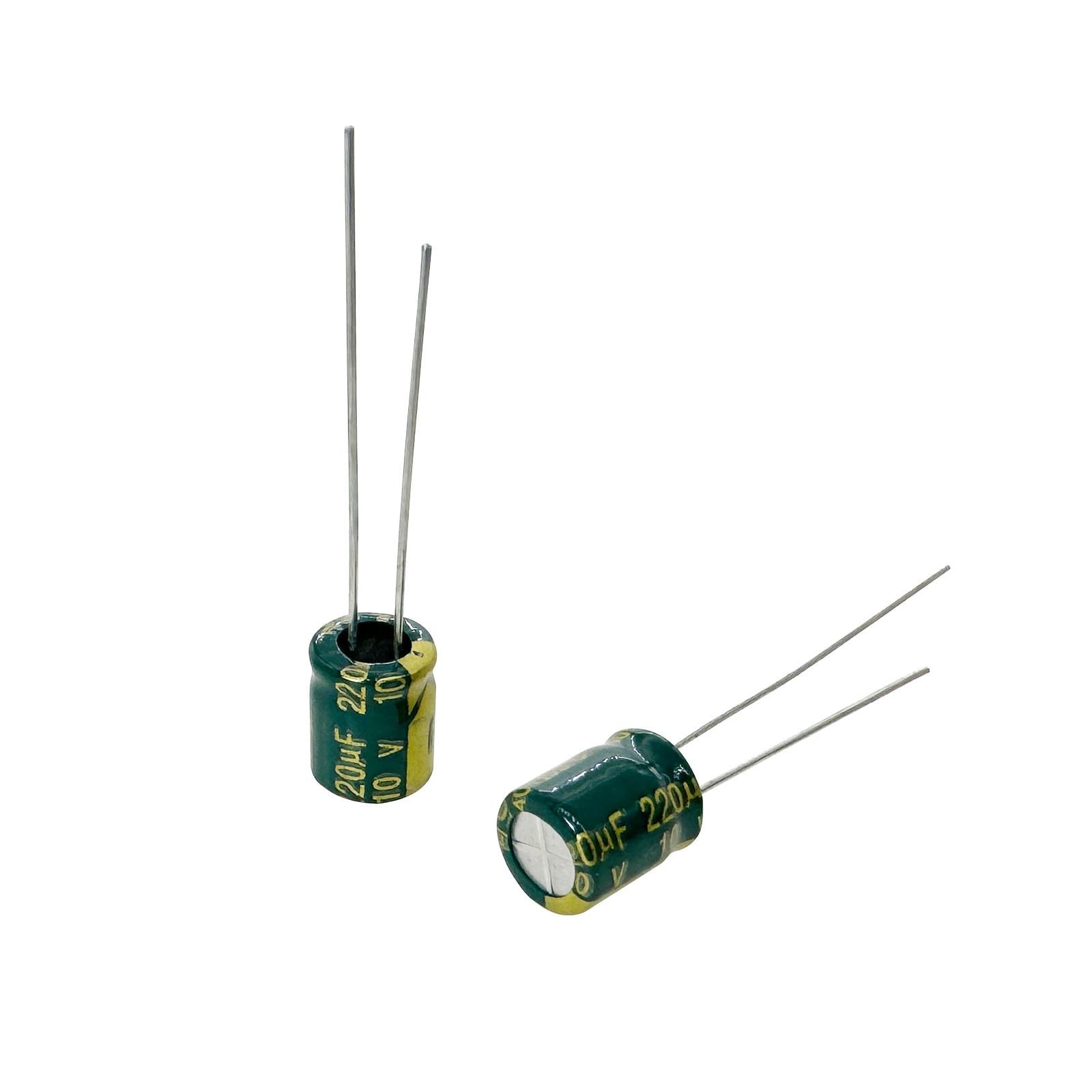 20Pcs 10V 220UF Capacitor 6x7MM(0.24×0.28in) High Frequency Aluminum Electrol…