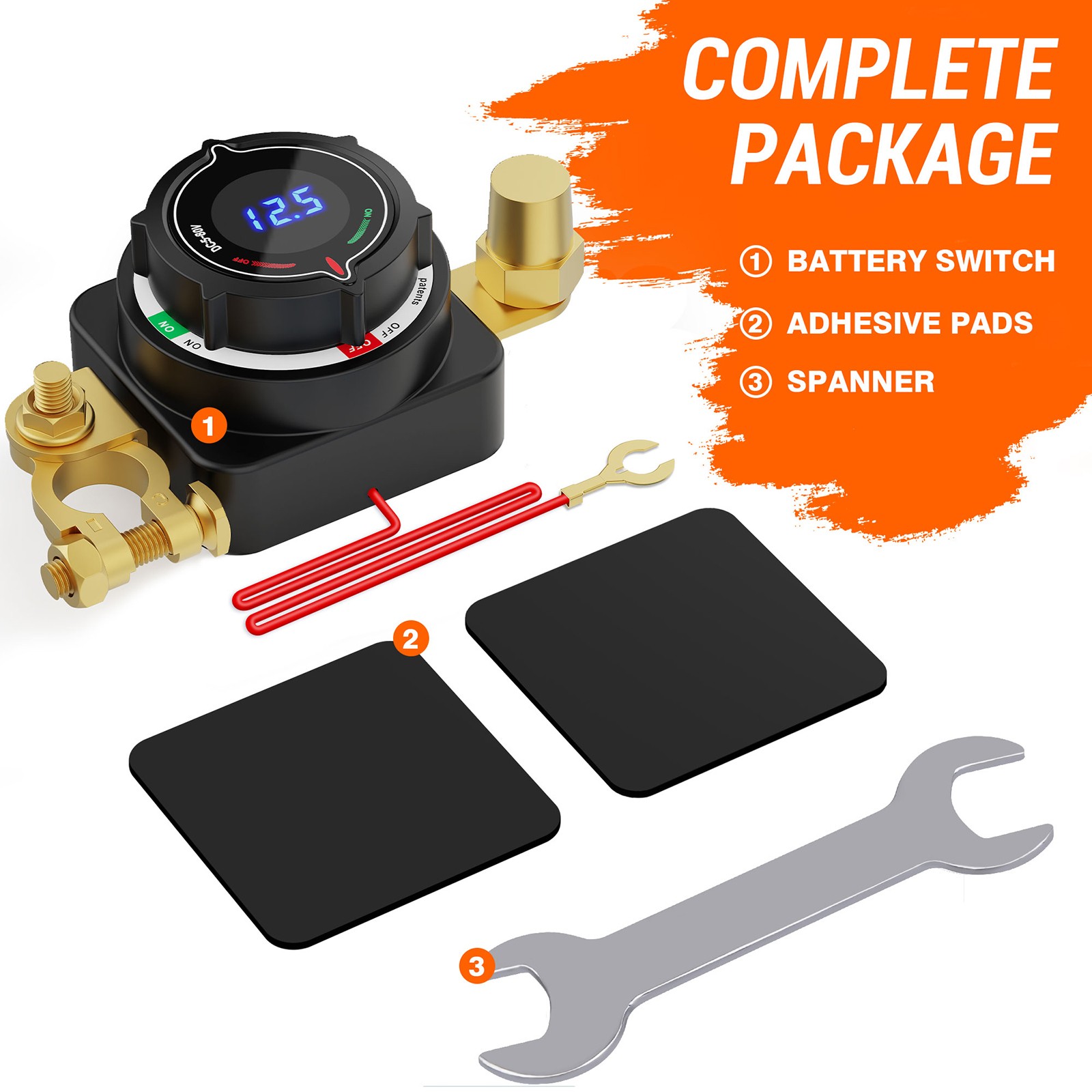 Battery Disconnect Switch with Voltmeter, DC 5-80V On Off Kill Switch RV Marine