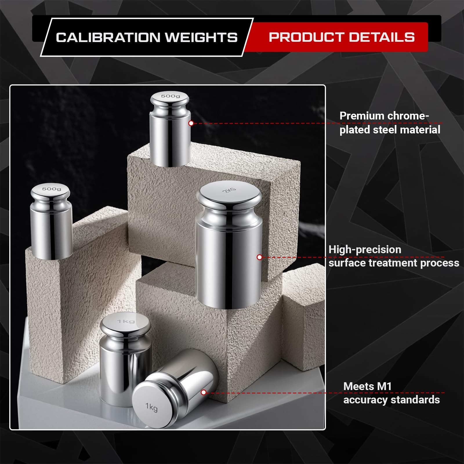 Sabary 5kg 5000g 5 Pcs M1 Precision Calibration Weight Set 2 Kg,1 Kg,0.5 Kg