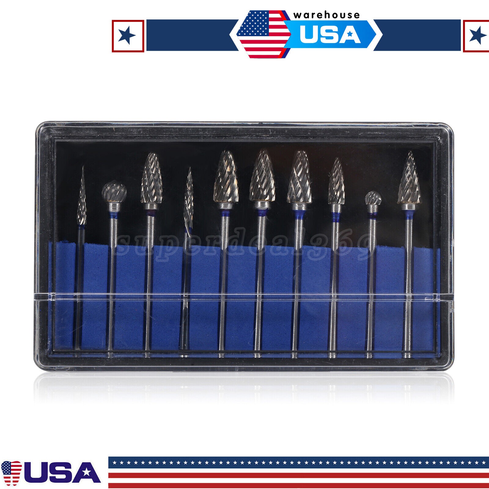 10 Pcs Dental Lab Tungsten Carbide Burs HP 2.35mm for Slow Low Speed Handpiece