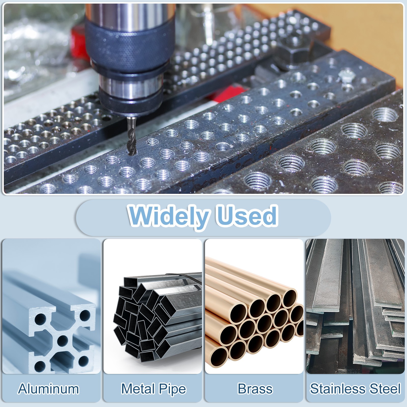 Spiral Flute Thread Tap 3/8-16 UNC Machine Taps High Speed Steel Nitrided Coated