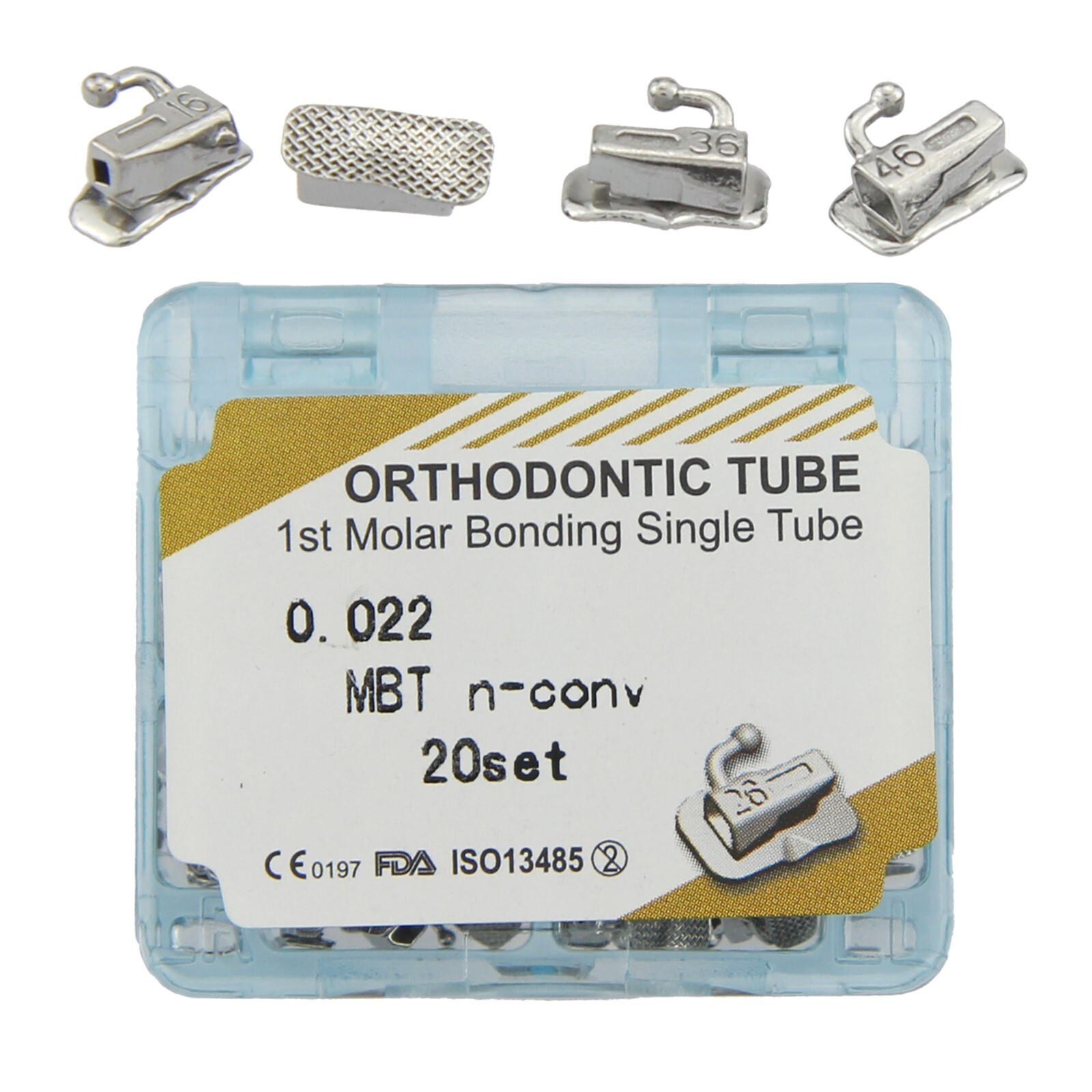 Dental Orthodontic Buccal Tubes 1st 2nd Molar Mini MBT Roth 022 Marked Laser
