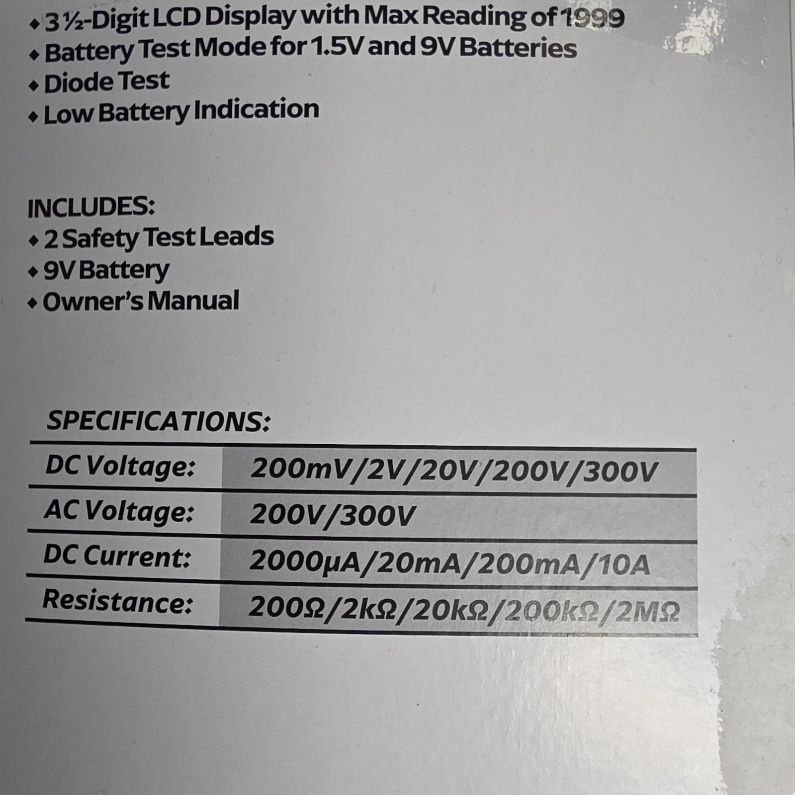EverStart 10711WDI Handheld Digital Multimeter CAT III 300V 1999-Count Fuse