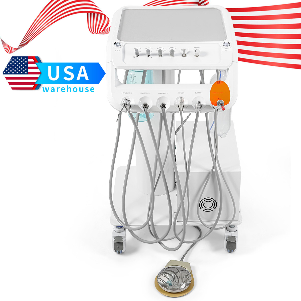 Unidad de entrega móvil dental portátil Caja rodante de succión Compresor/Silla