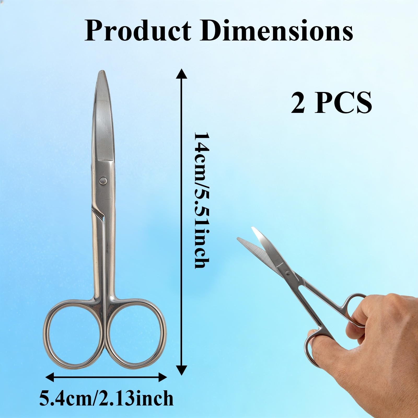 2 Pack Premium Ostomy Scissors, Curved Blunt-Tip Medical Scissors Sliver a