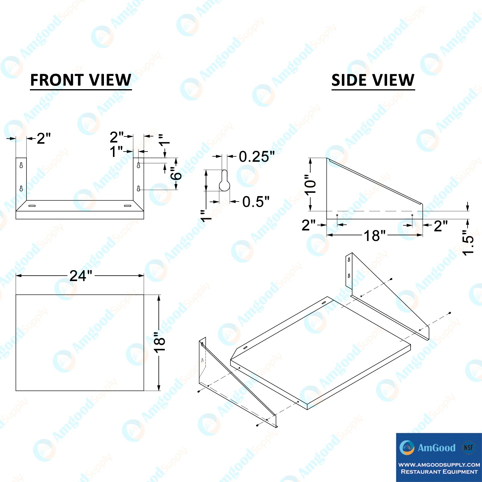 18 in. x 24 in. Stainless Steel Wall Shelf with Side Guards