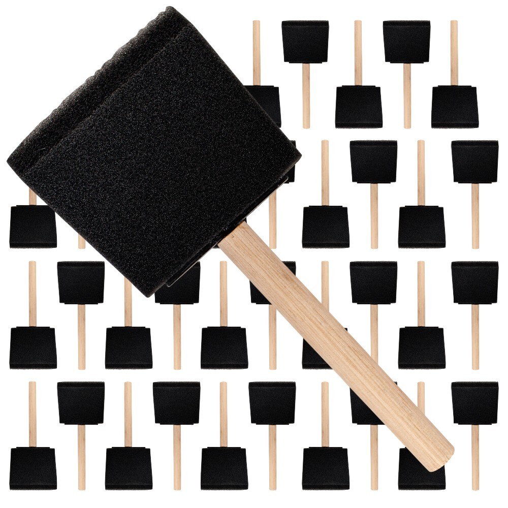 36Count – 3″ Disposable Poly Foam Brushes for All Paints, Stains, Varnish & Glue