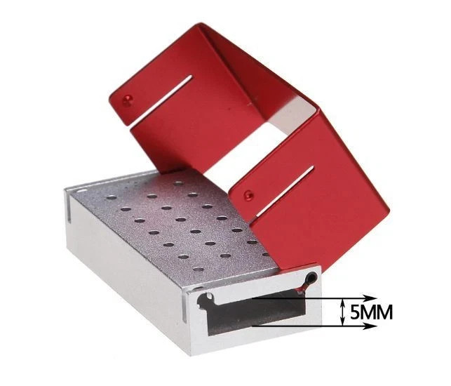 Dental 1.6mm Bur Holder Block ALUMINIUM Autoclave Box 20 Holes – RED (U.S.A)