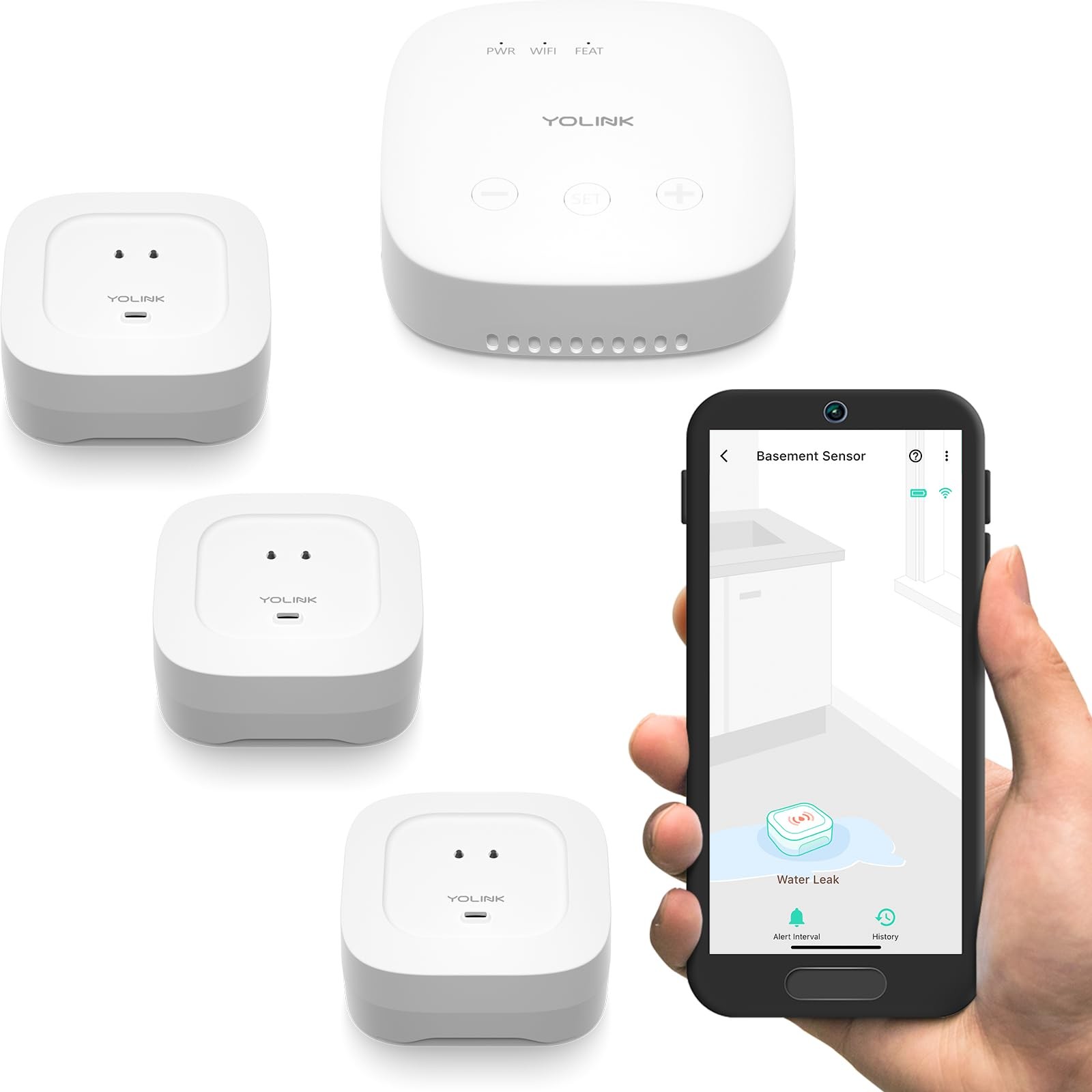 Smart Home Starter Kit: SpeakerHub & Water Leak Sensor 4 with 105 dB