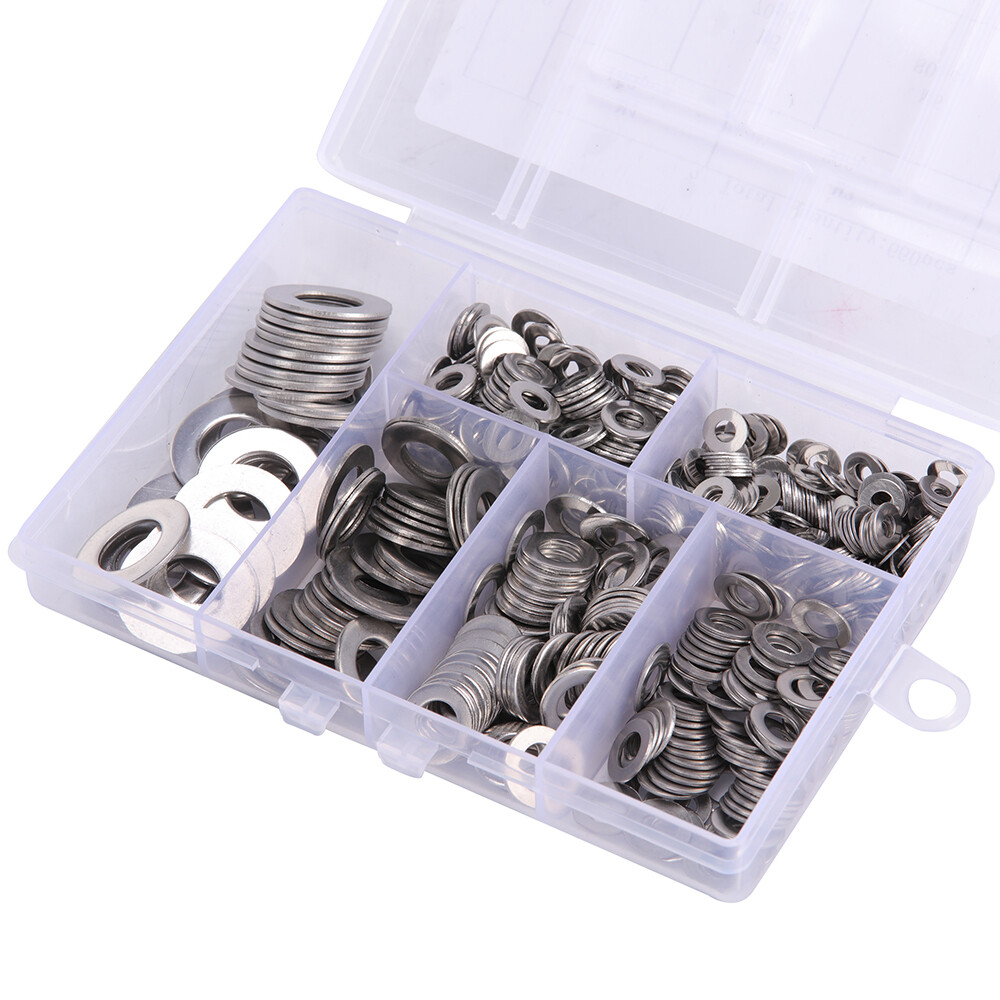 660 PCS Stainless Steel Flat Ring Plastic Washer Gaskets M3 M4 M5 M6 M8 M10