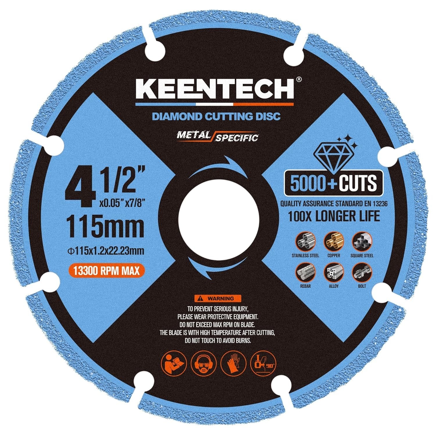 Ultra-Thin 4 1/2 x 7/8 Inch Diamond Cutting Wheel for Effortless Metal Cuts