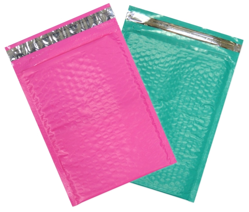 4×8 Hot Pink,Teal Poly Bubble Mailers, Colored Padded Shipping Mailing Envelopes