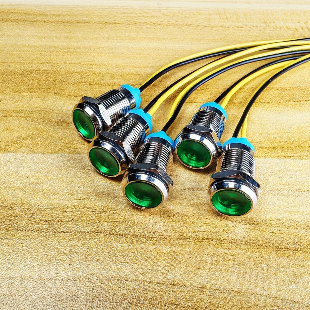 Gebildet 5Pcs 10Mm LED Metal Indicator Light 110V-220V AC Waterproof Signal Lam